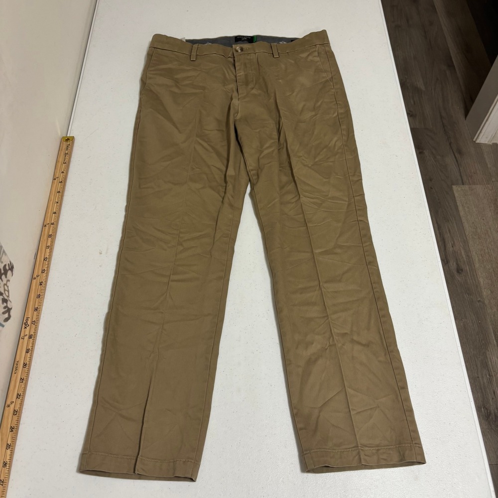 Dockers Mens Signature Khaki Slim Fit Pants Tan Stain Defender 33x30